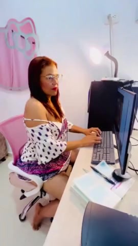 Thumbnail for HelenRusseell's Premium Video my partner catches me in the office watching porn and records me while I masturbate