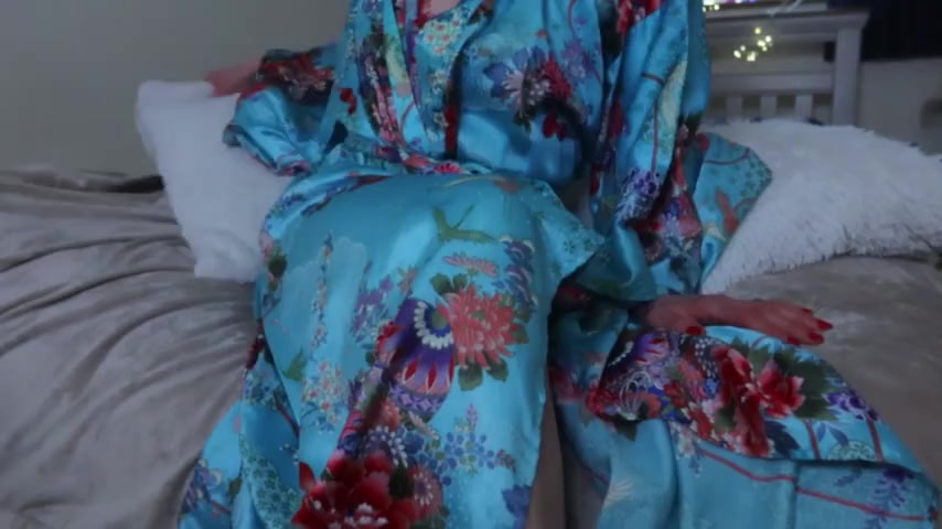 Thumbnail for RuthStrawberryblonde's Premium Video Chinese robe scarlet orgasm - unwrap chinese satin robe to reveal scarlet red satin lingerie, redtop stockings, red lips, red nail polish, removing soft bra i push red satin knickers to side watch me finger myself to orgasm finish sliding in slim dildo.