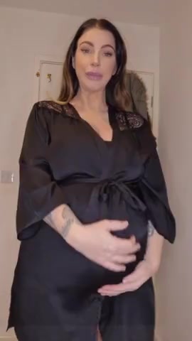 Thumbnail for Goddessgiantess's Premium Video Heavily pregnant robe strip and dildo video.