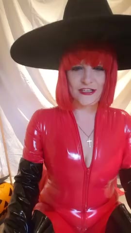 Thumbnail for fetishbootsxx's Premium Video Halloween PVC Gloved Booted Witch! Rim spank fingering & cream!!